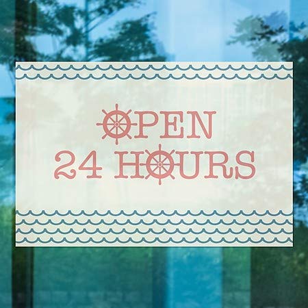 CGSignLab | פתוח 24 שעות -גל -גל לא חלון נצמד | 30 x20